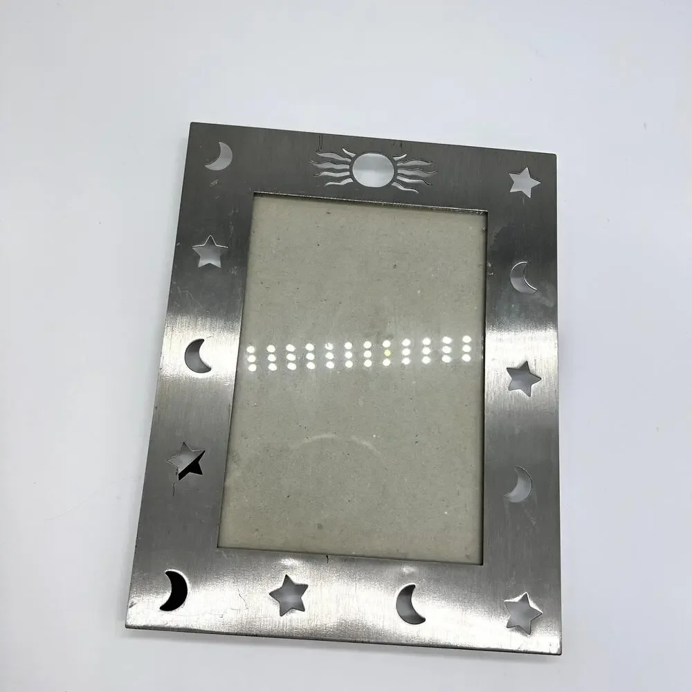 Vintage Moon Sun Photo Frame Navy Silver Tone Celestial Boho Picture Home Decor